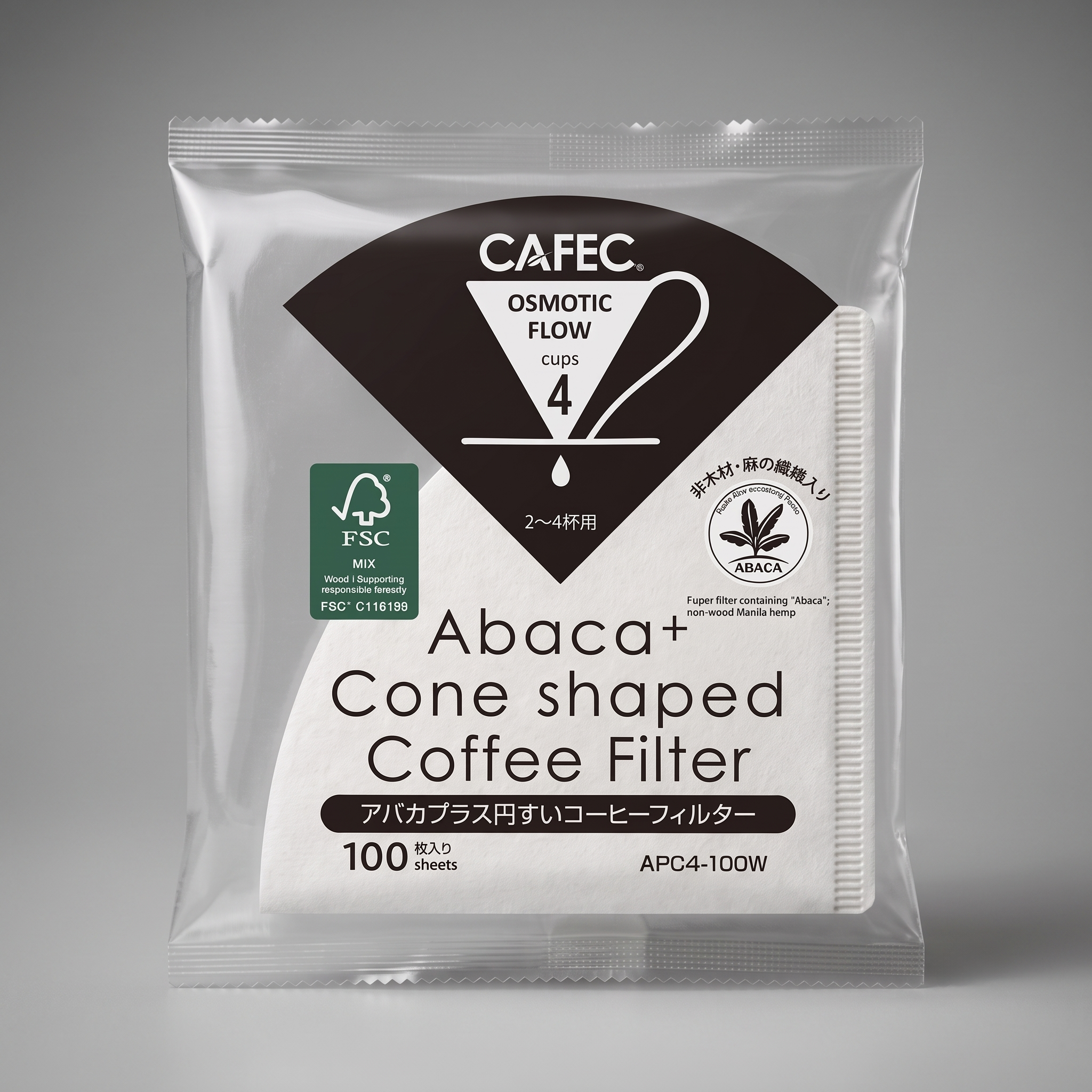 ABACA+ CONE-SHAPED FILTRO DE PAPEL V60 4 XÍCARAS